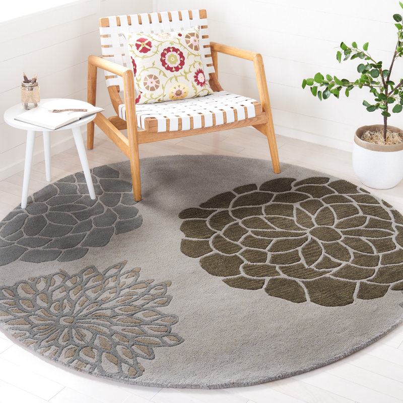 Tapis floral en laine touffeté à la main Soho, Rond 6 pi