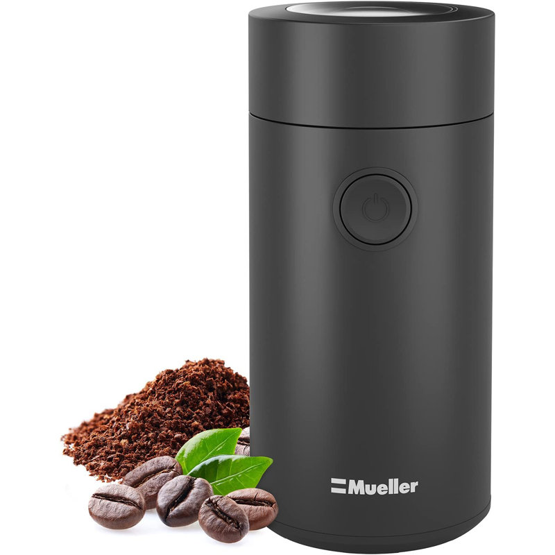 Moulin à café électrique MuellerLiving pour épices, noix, herbes et grains de café, lame tranchante, acier inoxydable, Noir