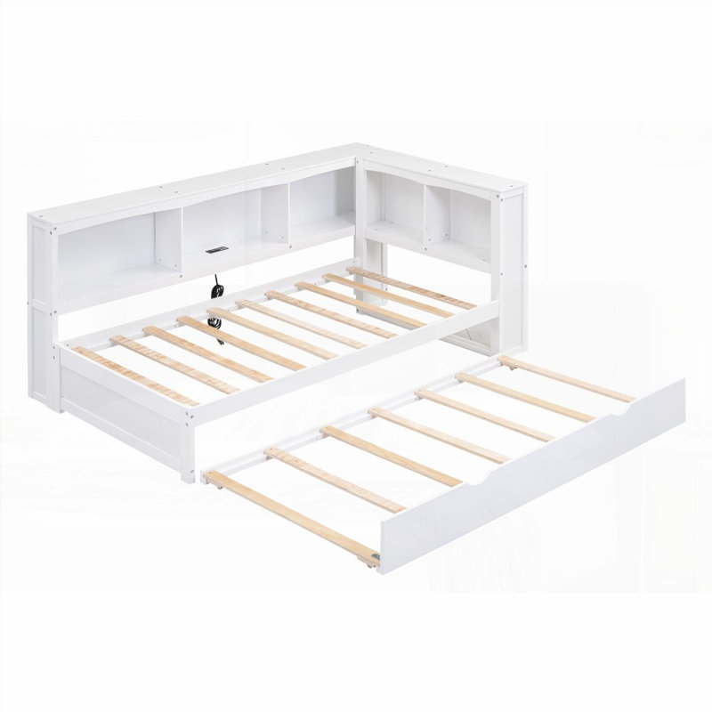 Lit de jour simple avec lit gigogne - Aucun sommier nécessaire, robuste et amp; Spacieux
