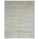 Hand Knotted Striped Area Rug in Gold/Gray/Blue