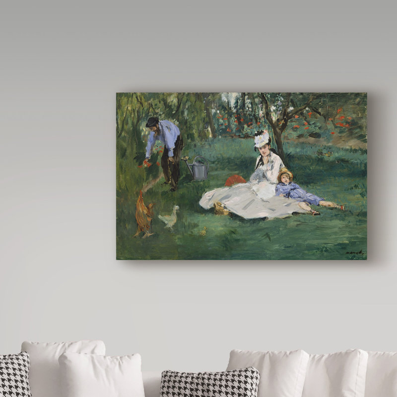 «The Monet Family» par Edward Manet, reproduction sur toile, H 47 po x l 30 po x P 2 po