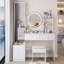 Bureau de maquillage avec miroir et lumières DEL, tabouret-964551300