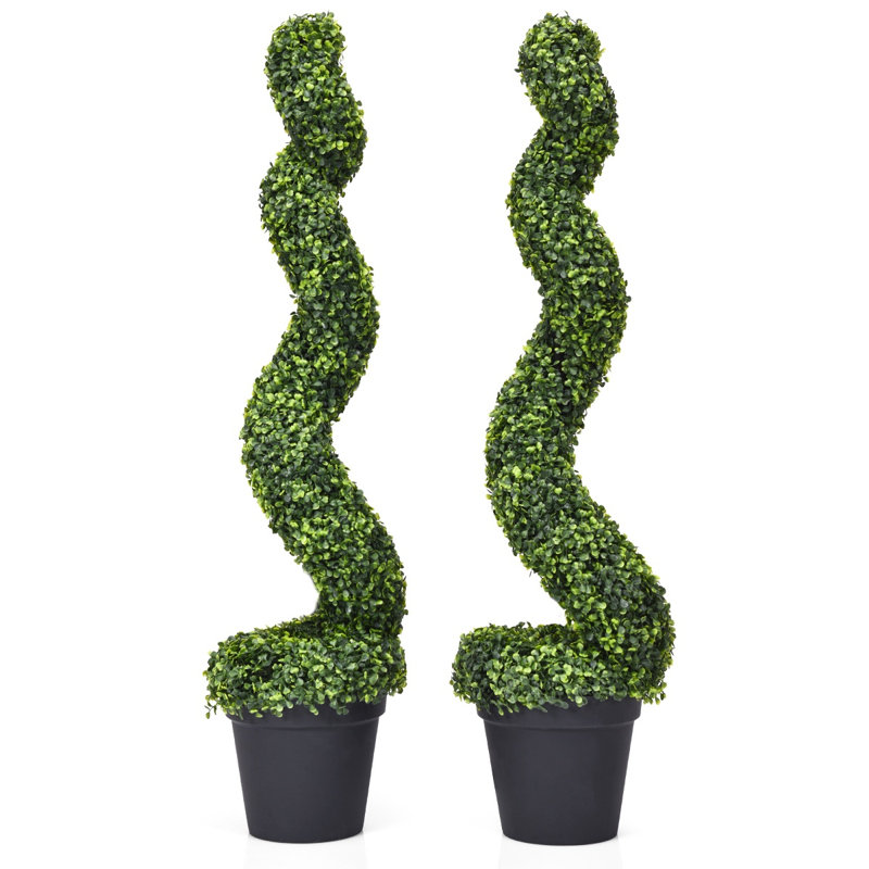 Ensemble de 2 arbres en spirale artificiels en pot
