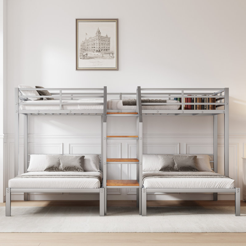 Aiker Kids Bunk Bed, Twin over Twin, Gray