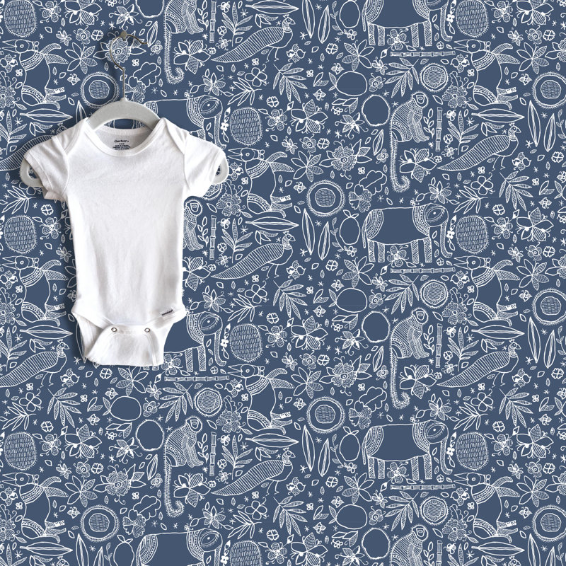 Panneau de papier peint adhésif l 120 po x l 24 po Hardyston, Bleu marine