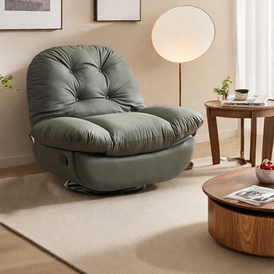 Ergonomic faux leather rotating recliner chair