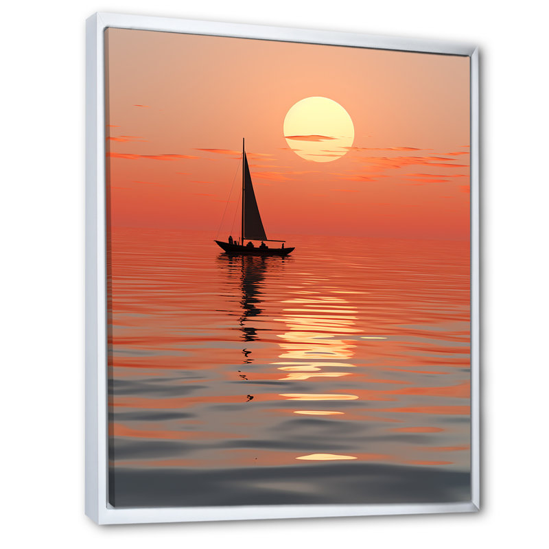 Coastal Sunset Serenity sur impression sur toile, Cadre flottant blanc, H 20 po x l 12 po x P 1 po