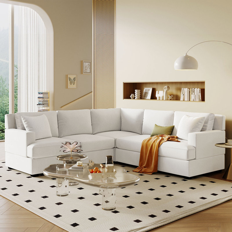 Canapé modulaire en tyrène, Mélange de polyester blanc