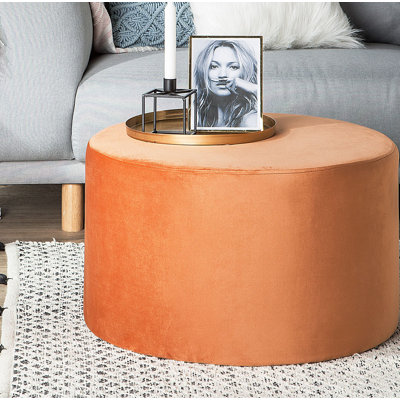 House 61cm Wide Velvet Round Pouf Ottoman