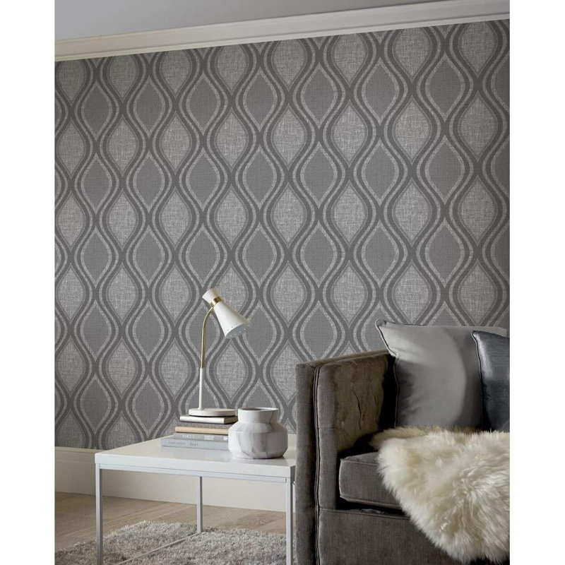 Erino 10.05m x 53cm Textured Matte Wallpaper Roll, Charcoal