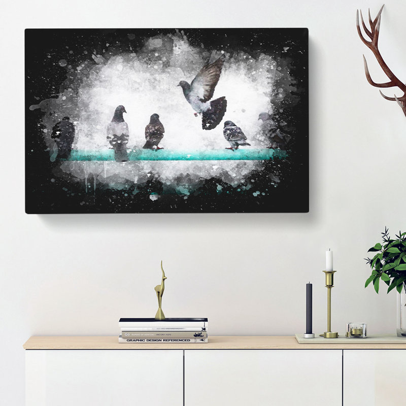 Pigeons - Wrapped Canvas, 35cm H x 50cm W x 3cm D