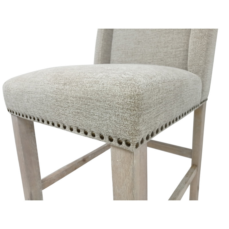 Tabouret de comptoir rembourré 24 po Modern, Fauve / bois flottant naturel