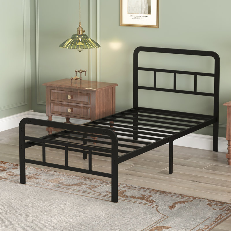Isidra Metal Bed Frame 14 inch with Headboard and Footboard, Twin