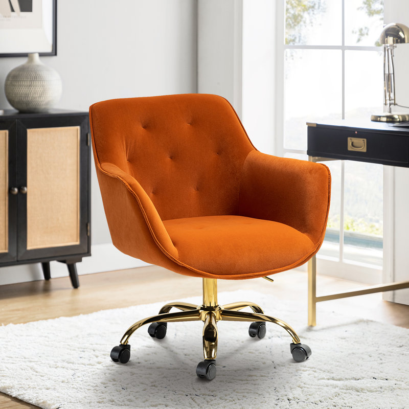 Chaise de travail Clio à hauteur réglable, Velours orange
