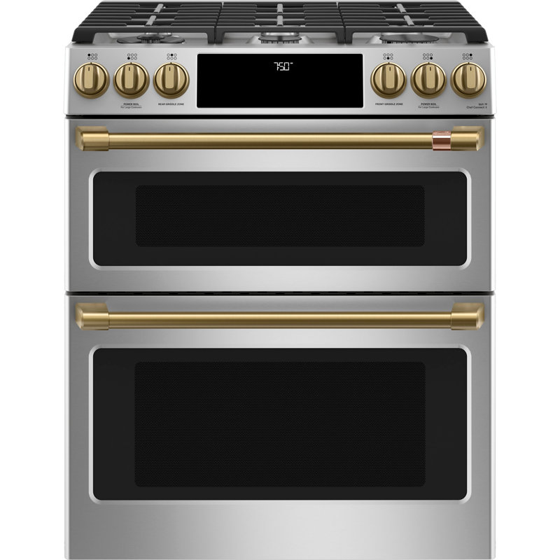 Front Control Gas Range Handle Kit, Brushed Brass