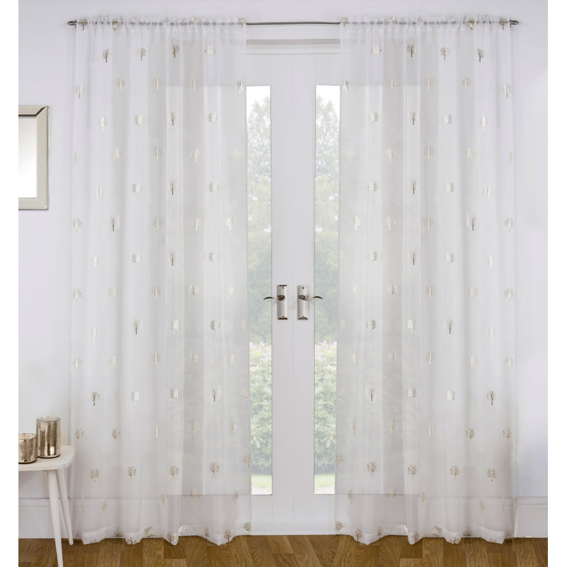 Roemer Sheer Curtain Pair, 140cm Width x 183cm Drop, Silver