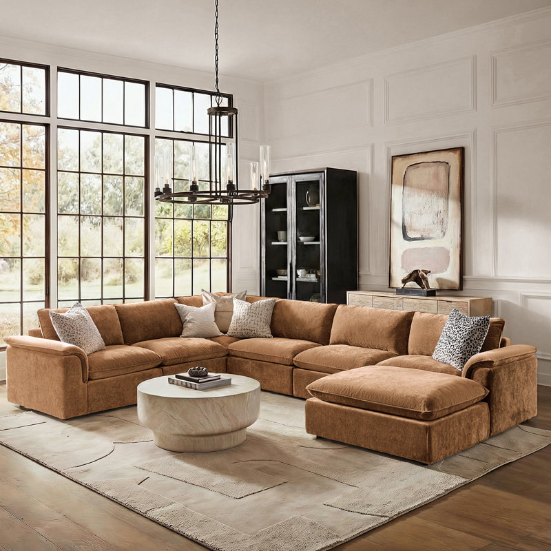 Canapé modulaire en forme de L surdimensionné en mélange de L 8 pièces avec housse de coussin amovible Ciossi Gosport