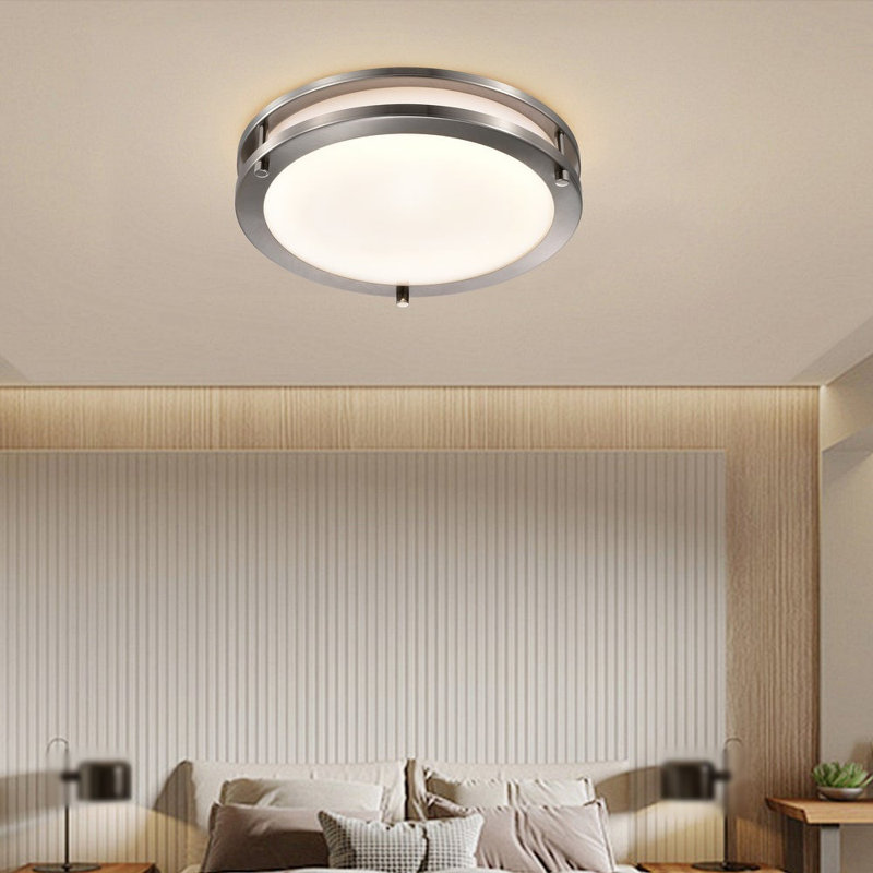 12 Inch LED Flush Mount Ceiling Light, 20W Dimmable, 3000K/4000K/5000K Adjustable & Brush Nickel, Modern Round Ceiling Chandelier for Living Room, Bedroom, ETL Listed