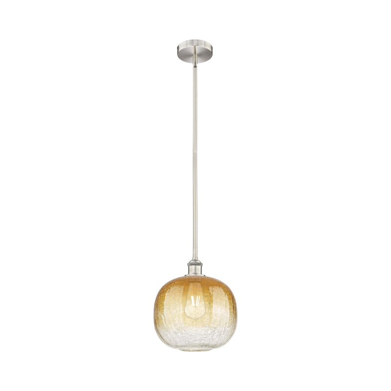 Edison - Brookhaven Sphère - Mini-luminaire suspendu avec tige 11 po 1 lumière, Amber, Nickel satiné brossé