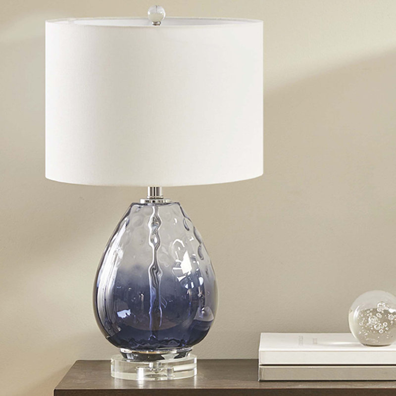 Ombre Glass Table Lamp, Dark Blue