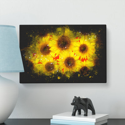 Wall of Yellow Sunflowers - Wrapped Canvas