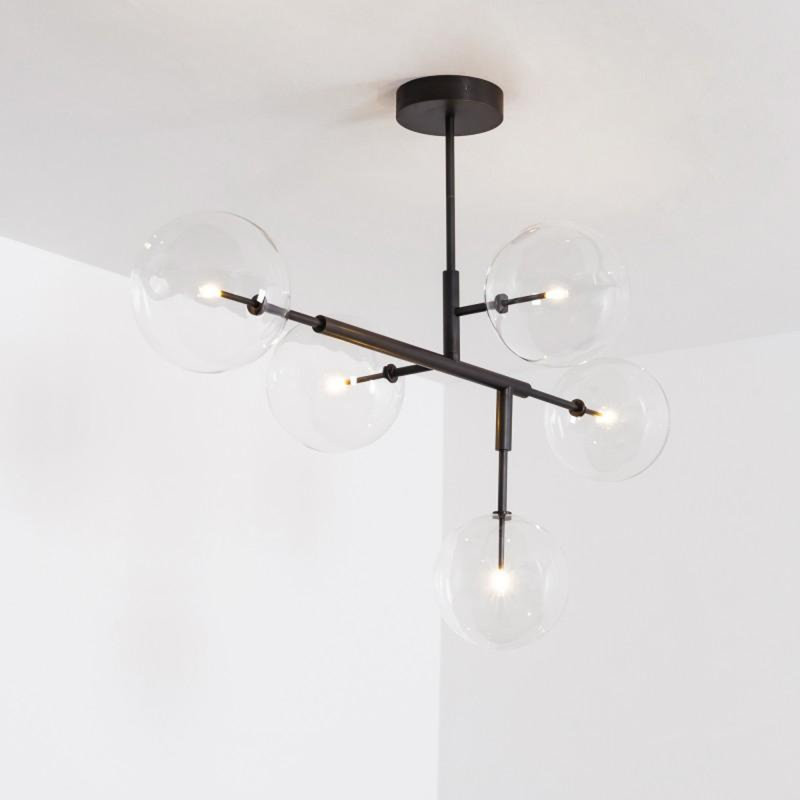 Lustre spoutnik clair, Cuivre antique, Fumée, 40" Width x 20" Depth x 79" Height