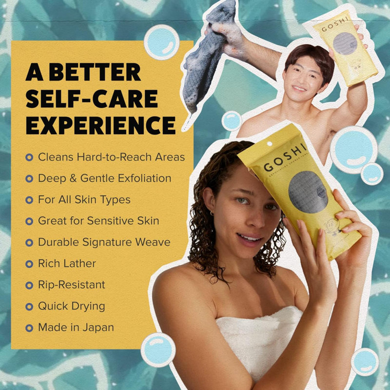 Exfoliating Shower Towel  Rip Resistant Exfoliating Washcloth For All Skin Types  Made In Japan, Gray