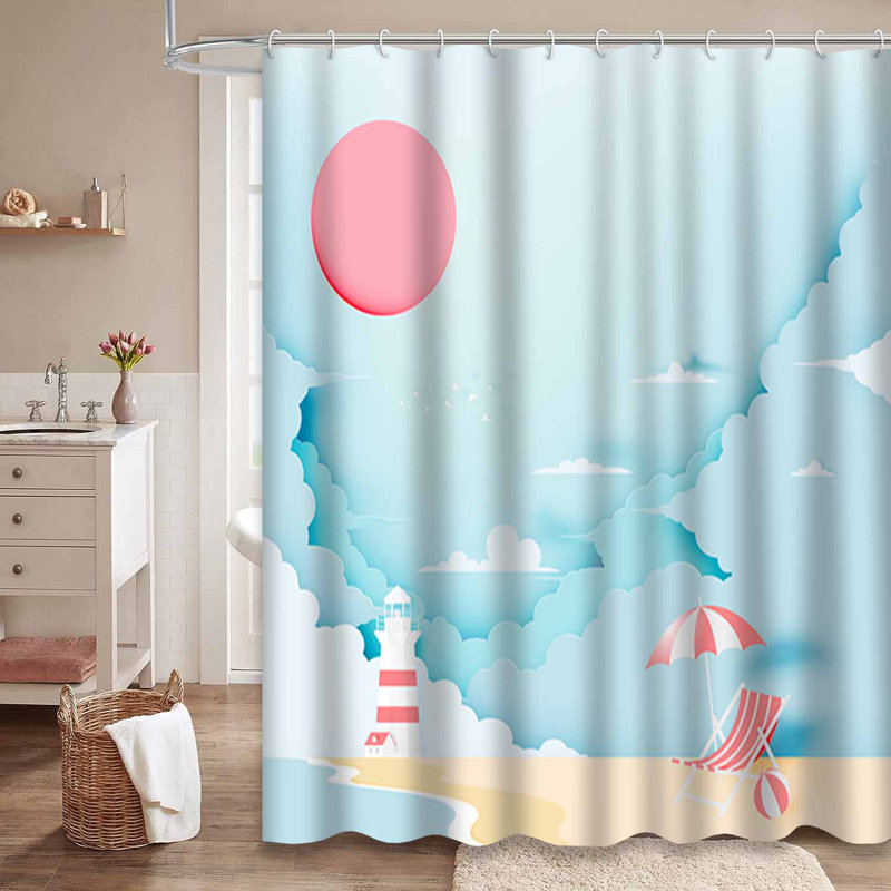 Rideau de douche imperméable Ocean Art, L 72 po x l 84 po