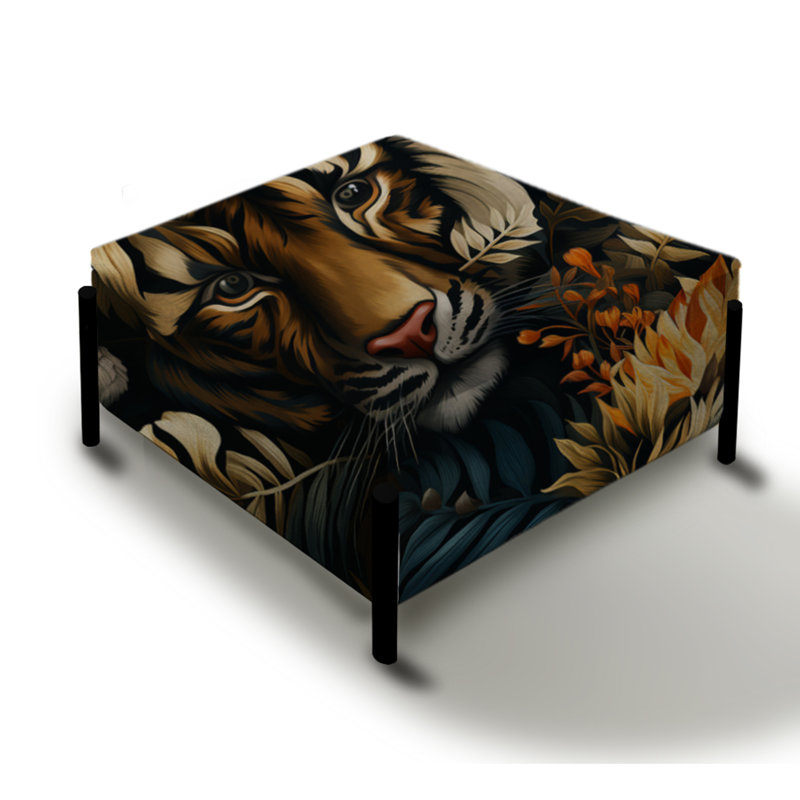 Fetick Tiger Elegance In Tropical Animal Motif - Grand repose-pieds carré imprimé animal