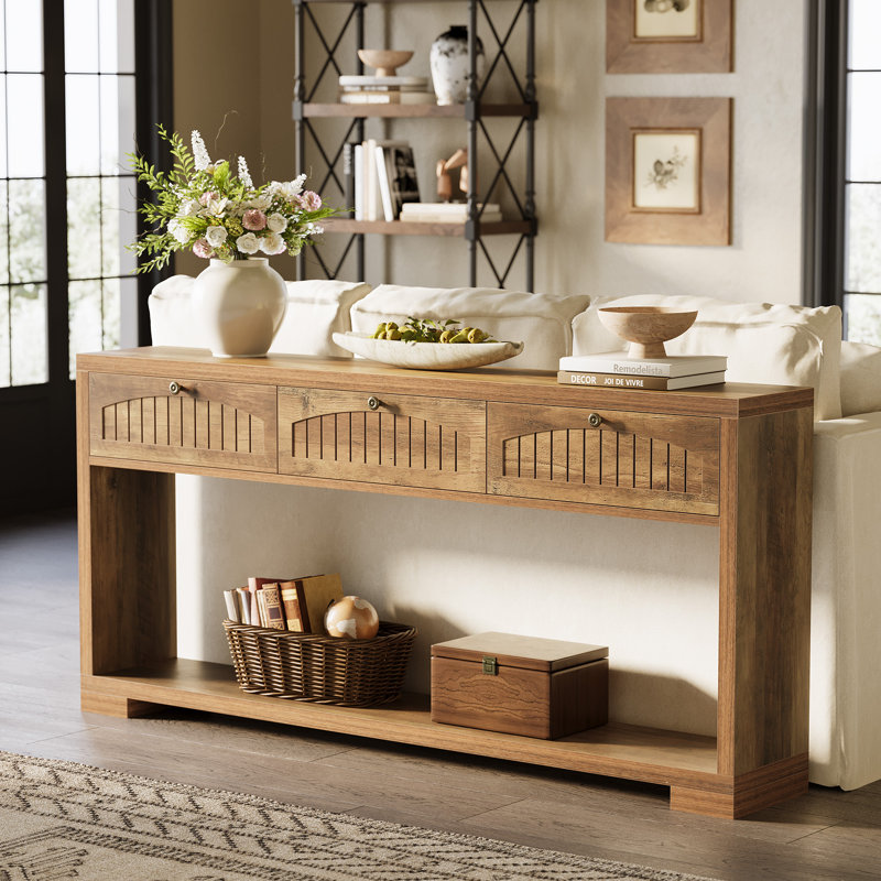 Console 70,8 po de long avec tiroirs et tablette ouverte pour le vestibule ou le couloir