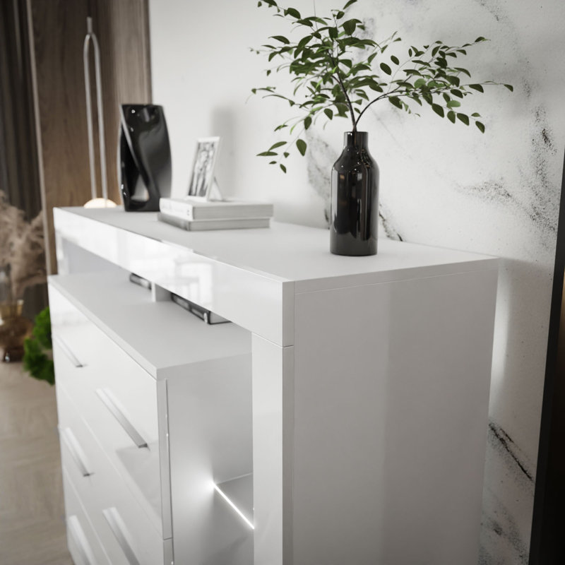 Ametra 140cm W 6 - Drawer Chest of Drawers, White