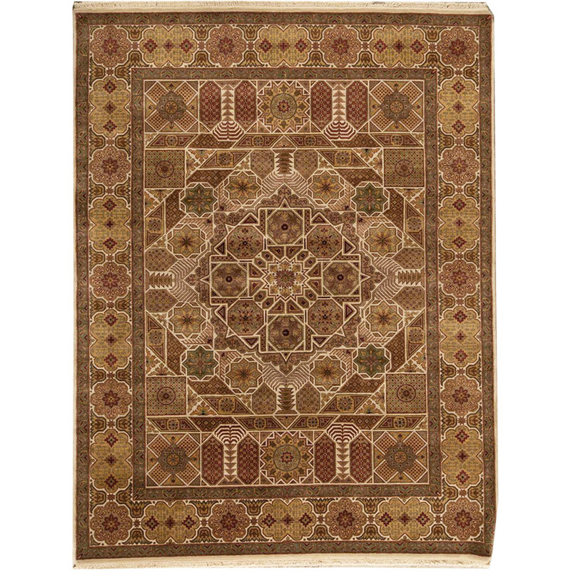 Tapis ivoire et ivoire noué à la main de haute qualité