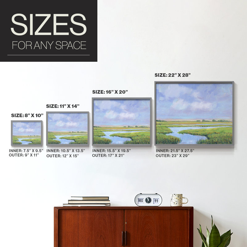 Summer Marsh II - Reproduction encadrée - Restickable, Gris, H 22 po x l 28 po