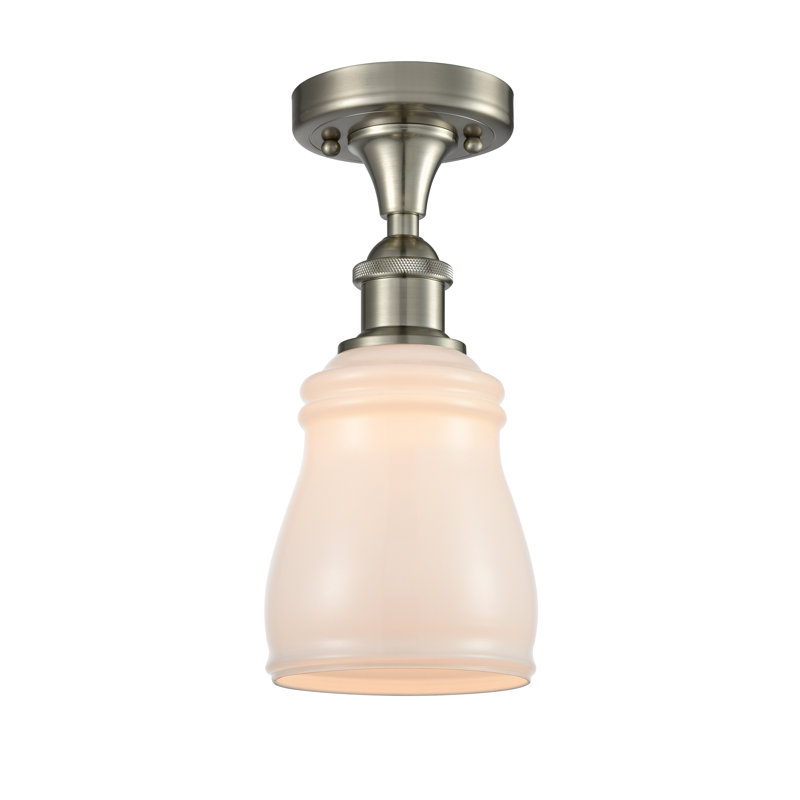 Plafonnier semi-encastré 4,5 po 1 lumière Mccarver, Blanc, Ampoule DEL 6 watts Vinage, Nickel satiné brossé