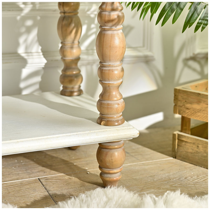 Armoire décorative rustique arquée avec portes florales sculptées à la main et tiroir - Console en bois naturel pour le rangement du salon