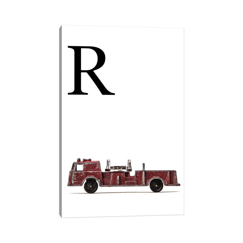 R Fire Engine Letter 1 Piece Wall Art on Canvas, 30.48 cm H x 45.72 cm W, Wrapped Canvas