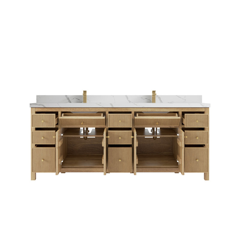 Ensemble de meuble-lavabo double 84 po, Calacatta Laza, Blanc