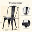 45cm Stackable Black Metal Patio Chairs, Industrial Tolix‑Style Side Chairs for Kitchen Patio Bistro