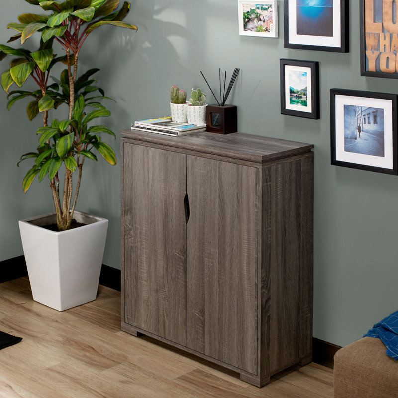 12 Pair Shoe Storage Cabinet, Distressed Grey