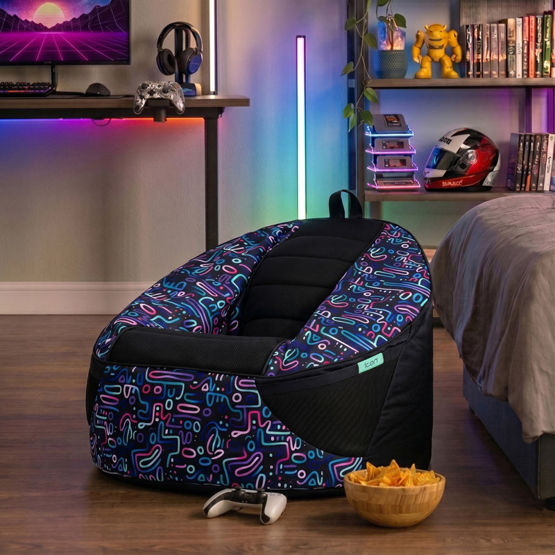 Meta Gaming Recliner, Black/Blue/Pink