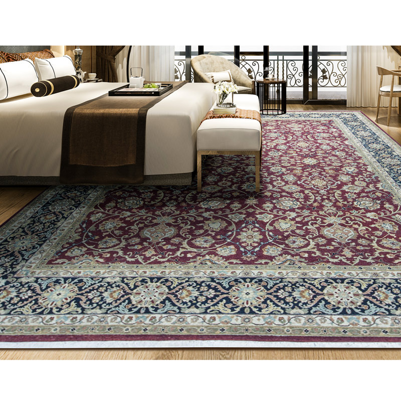 Hand-Knotted High-Quality Red and Black Area Rug