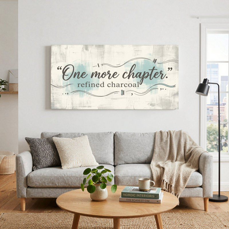 Ensemble de 1 tableau sur toile au fusain raffiné « One More Chapter »., L 32 po x H 16 po, Toile tendue