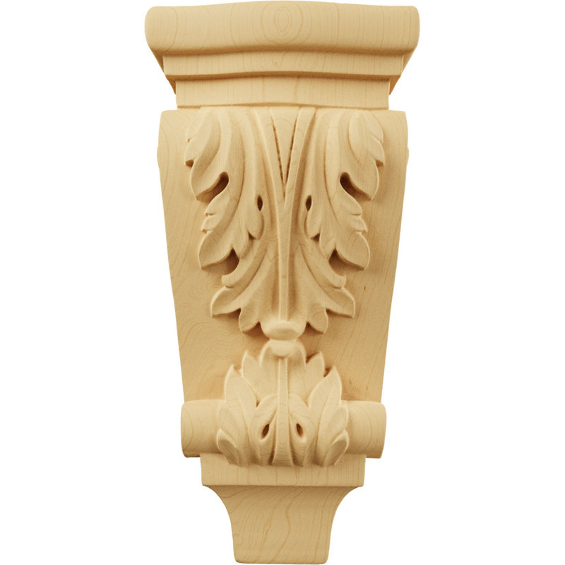 Petit corbeau en bois de pilastre Acanthus l 4 3/4 po x P 1 3/4 po x H 10 po (paquet de 6), Aulne