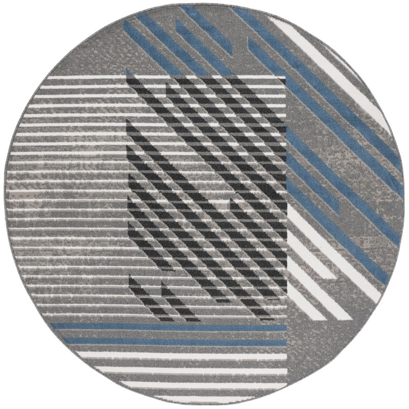 Pyramid Performance Striped Rug, Round 6'7"