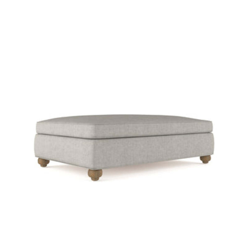 Leroy Ottoman, Plush Velvet Oyster, Weathered