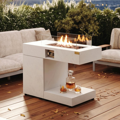 Foyer de table au propane 40 000 BTU | Compartiment de réservoir caché, pare-vent et sécurité certifiée ETL