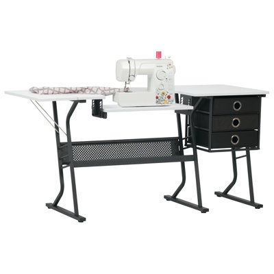 Table de couture 60,25 po x 23,75 po avec plateforme pour machine à coudre