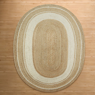 Kayleigh Hand-Braided Jute Area Rug, Brown/Cream