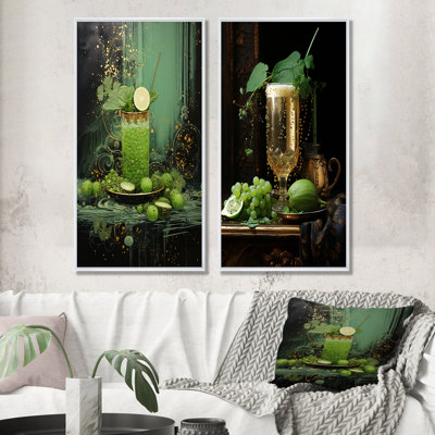Emerald Green Chia Breakfast - Breakfast Wall Art Living Room Set Of 2