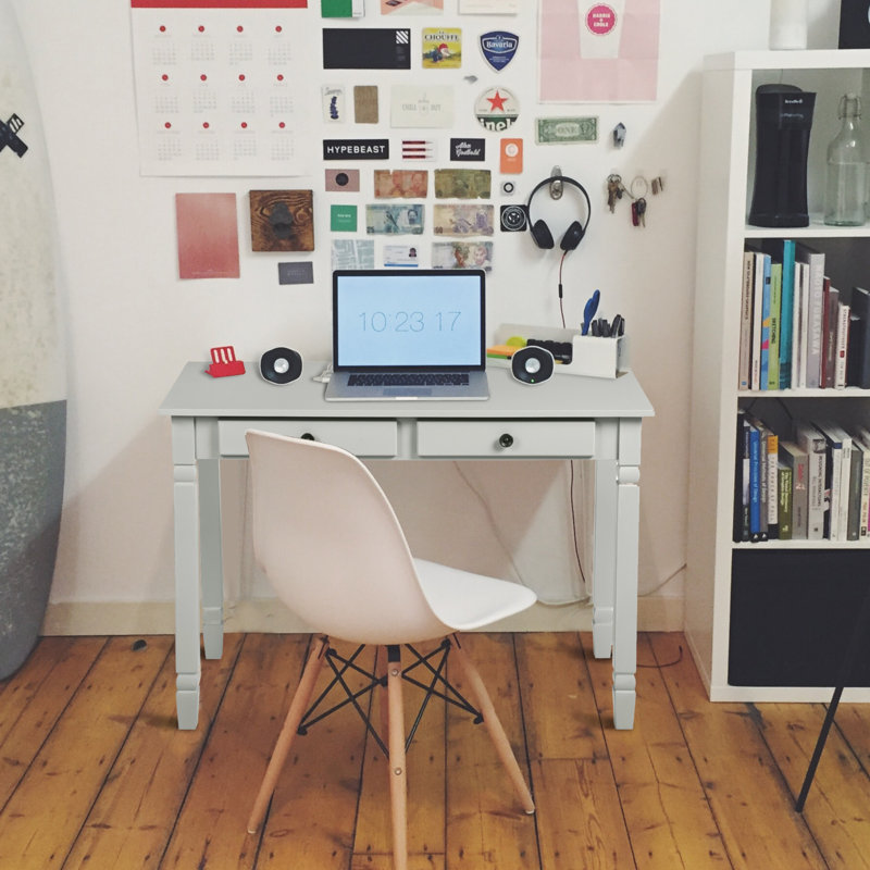 Bureau d'écriture avec tiroir Anubhav, gris